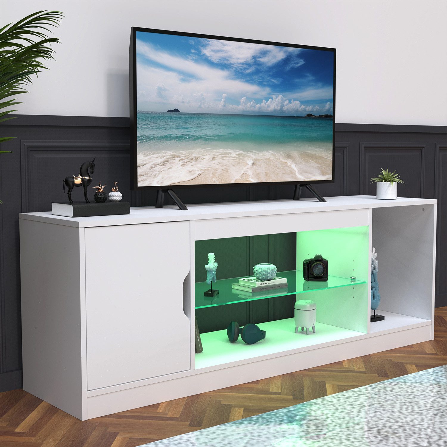 oyajia TV-Schrank Fernsehkommode, Lowboard TV Schrank,mit 16 Farben LED Bel günstig online kaufen