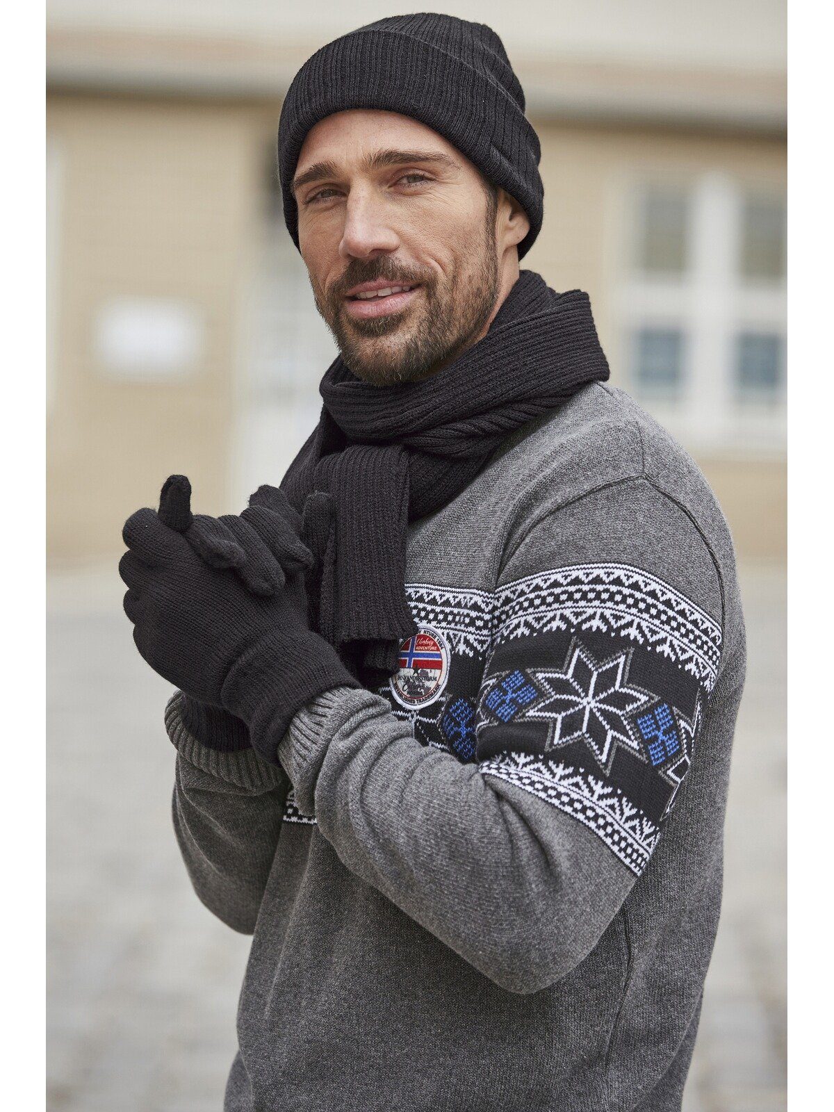 Jan Vanderstorm Strickmütze JOUKO markanter Rippenstrick