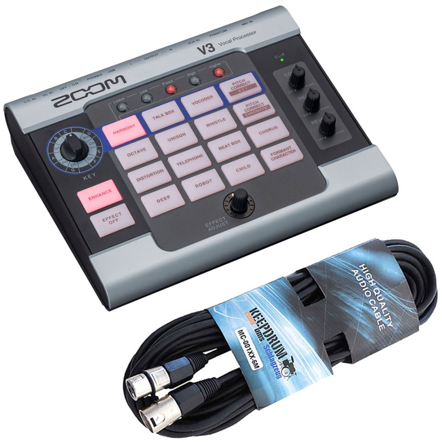 Zoom V3 Vocal Effektgerät mit XLR-Kabel 6m Digitales Aufnahmegerät