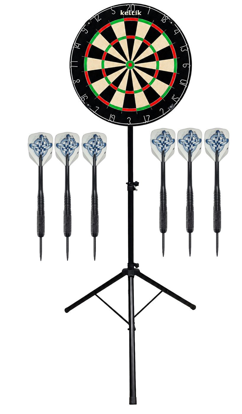 Keltik Dartscheibe Keltik Steeldart Set mit Dartboard, 2 Dartsets und Ständer, (1-tlg)