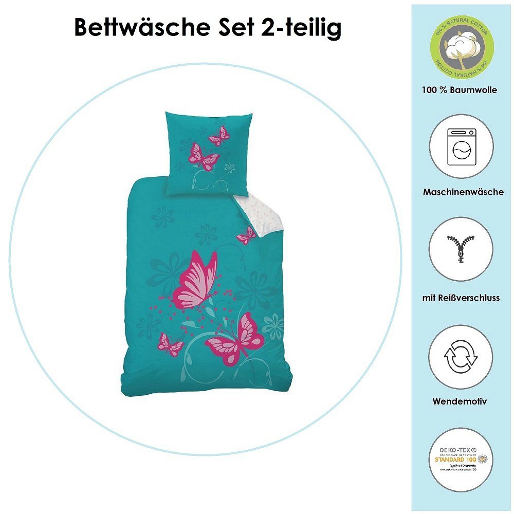 Familando Jugendbettwäsche mit Schmetterling Motiv Butterfly günstig online kaufen