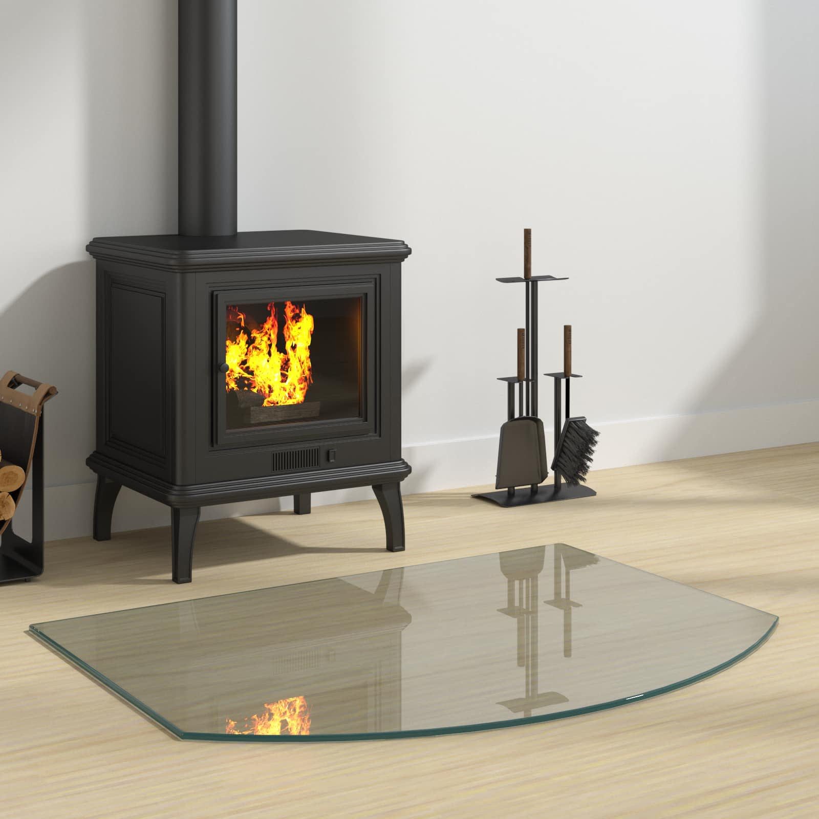 vidaXL Bodenplatte Feuerstelle Glasplatte Transparent 80 x 60 cm Glas, (1-St)
