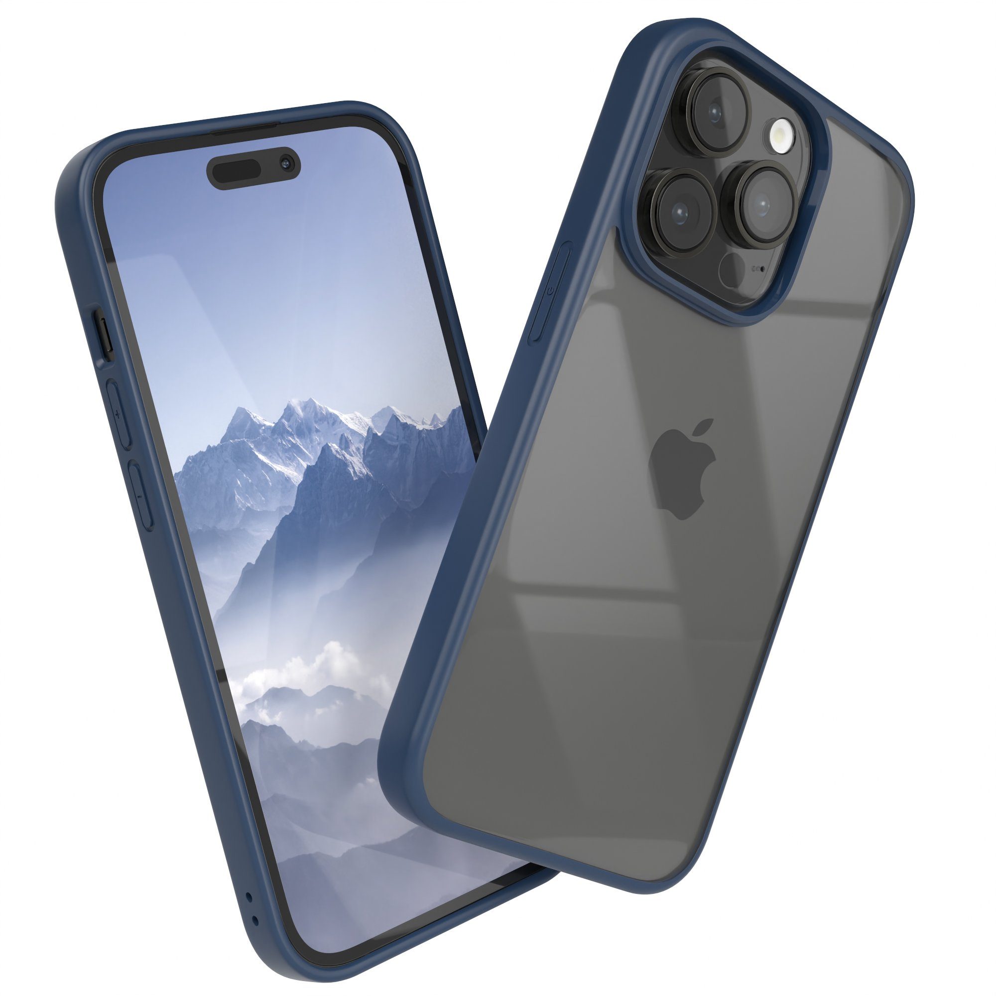 EAZY CASE Handyhülle Bumper Case für Apple iPhone 14 Pro 6,1 Zoll, Handyhülle Dünn mit Kameraschutz Hybrid Handyhülle Rand Nacht Blau