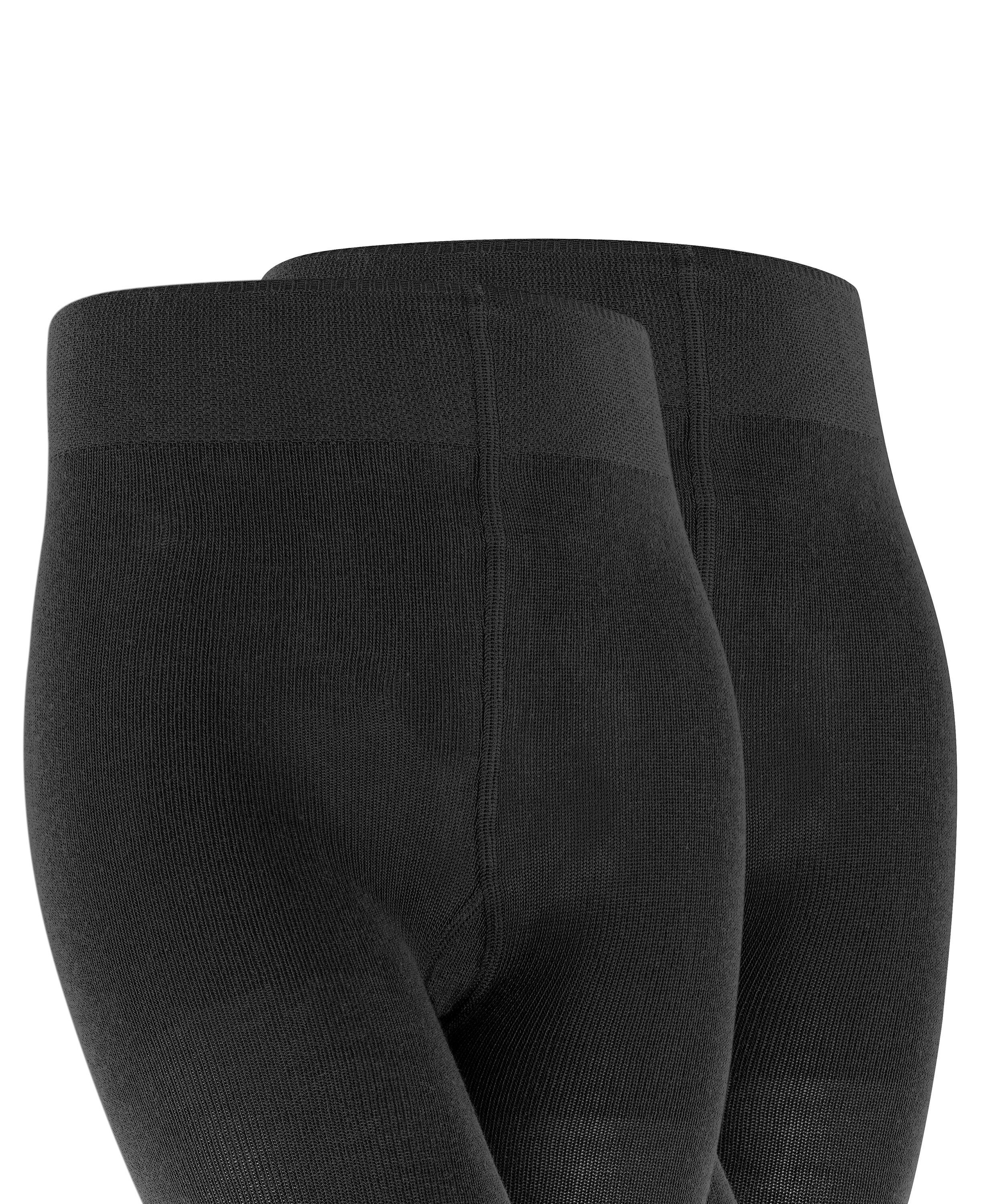 Strickstrumpfhose Baumwolle (3000) (2 mit 2-Pack black nachhaltiger St) FALKE Family