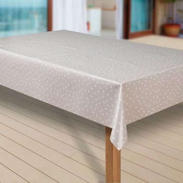 laro Tischdecke Wachstuch-Tischdecken Abwaschbar Punkte beige weiss rechteckig