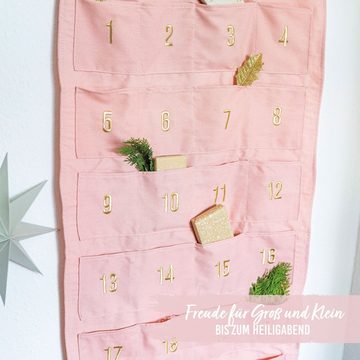 PAPIERDRACHEN befüllbarer Adventskalender Adventskalender Wandteppich aus Stoff zum Befüllen-hochwertig bestickt