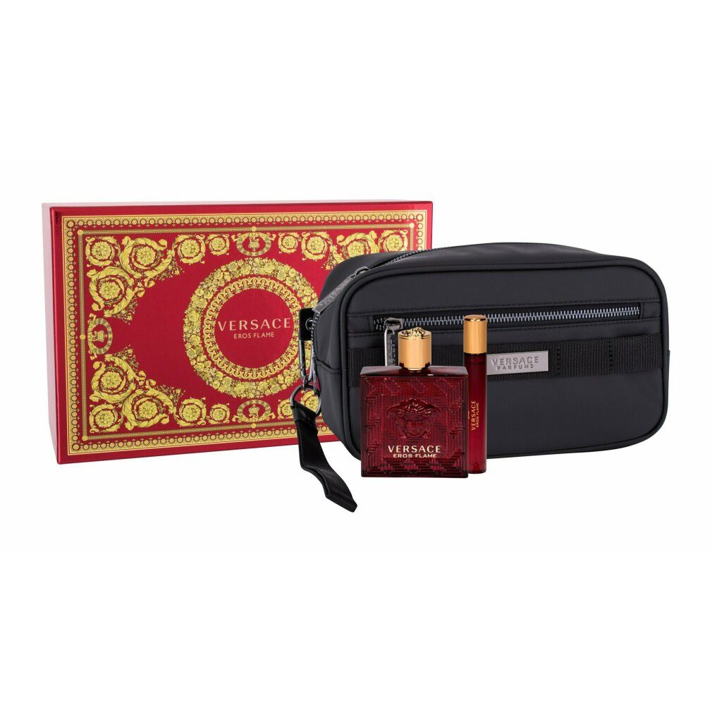 Versace Duft-Set Eros Flame Gift Set 100ml EDP + 10ml EDP + Toiletry Bag