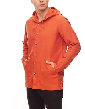 TERRA LUNA Langarmhemd TERRA LUNA Herren Hemd-Jacke Bio-Baumwoll-Hemd mit Kapuze Phobos Kapuzen-Shirt Orange