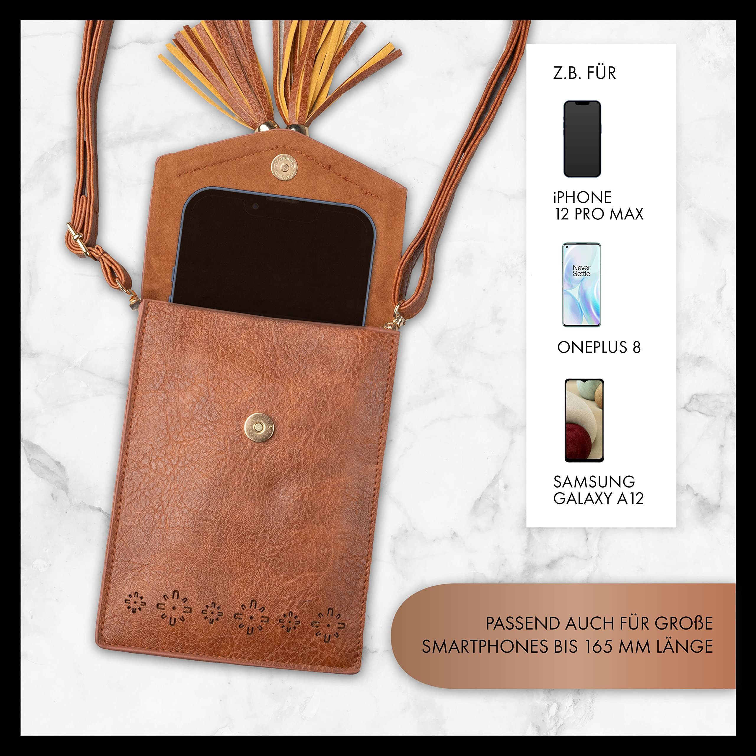 XiRRiX Handytasche Handy Tasche Damen zum Umhängen - Umhängetasche aus Lederimitat (1-tlg., kompatibel mit Apple Iphone), in wunderschönem Design