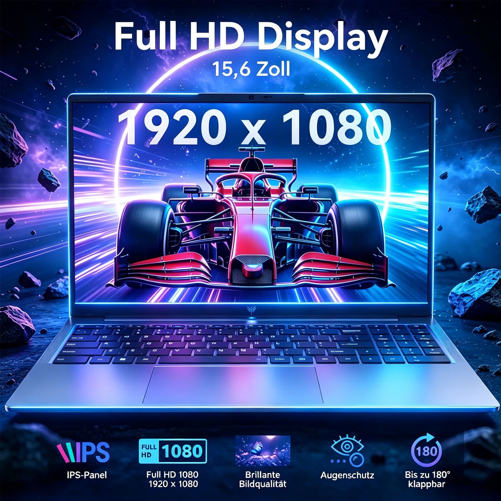 ACEMAGIC Laptop 15,6 Zoll FHD IPS Display, AMD R7 7730U, 16GB RAM, 512GB SSD Notebook (39,6 cm/15.6 Zoll, AMD AMD Ryzen 7 7730U 7730U, AMD Radeon Grafik, 16 GB, 512 GB SSD, Windows 11 Pro, HDMI, WIFI 6, Bluetooth 5.2, Deutscher Tastaturfolie)