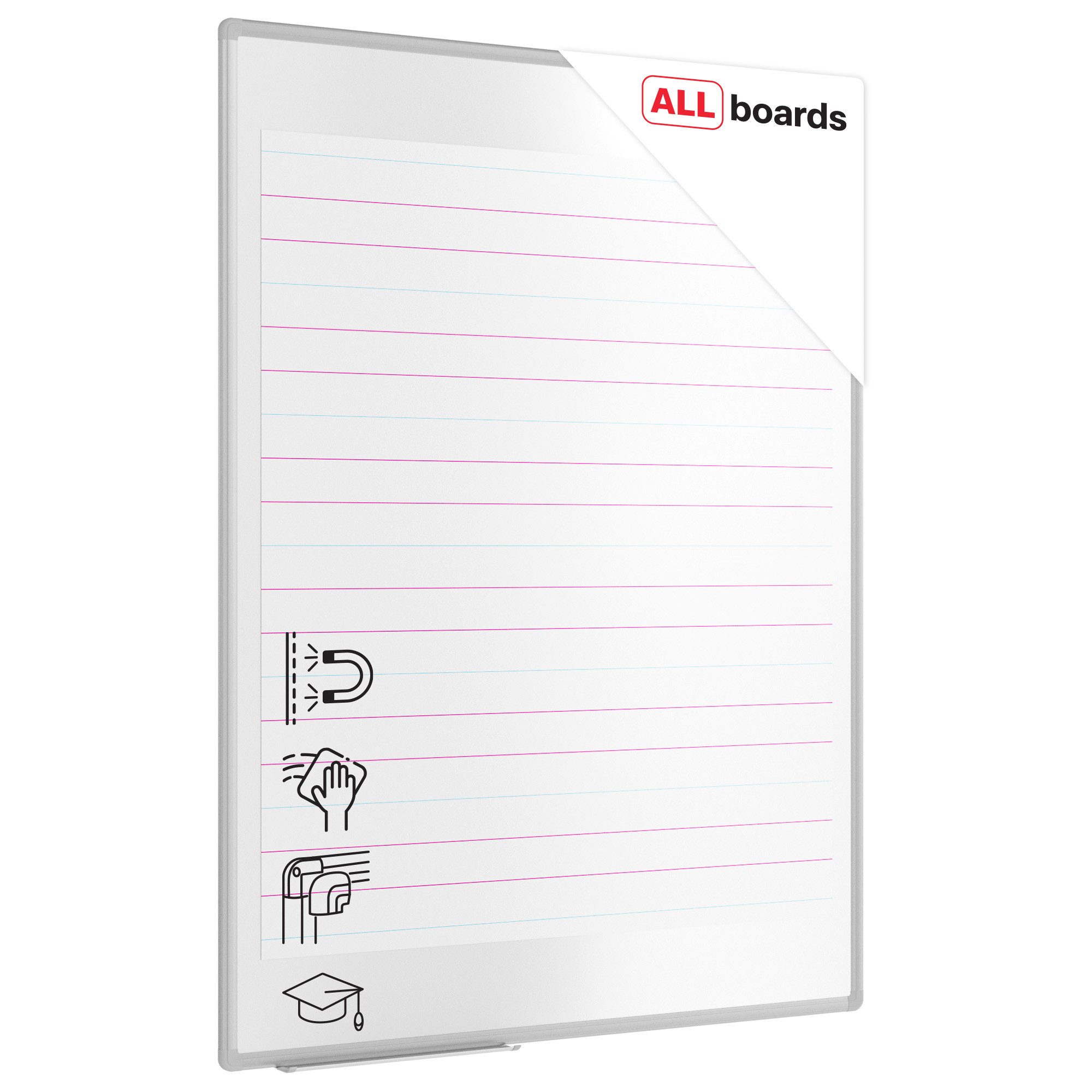 ALLboards Tafel ALLboards Magnetisches Whiteboard mit Aufdruck 120x90cm – Kariert