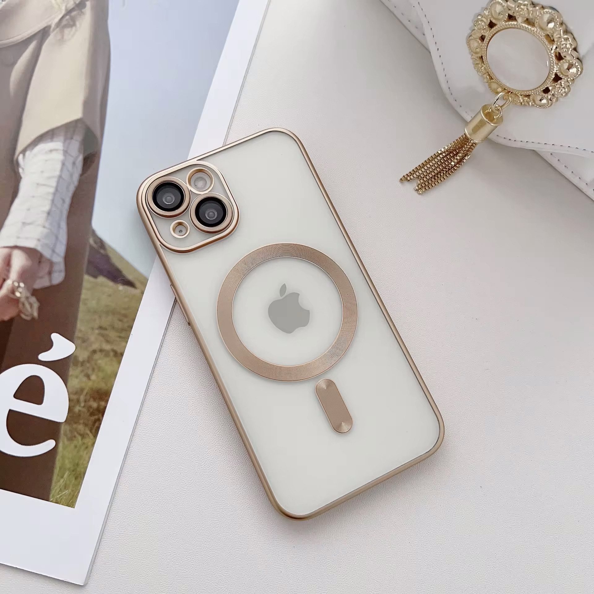Wörleonline Handyhülle für Apple iPhone 13 mit integriertem Kameraschutz, TPU Schutzhülle, MagSafe kompatible Hülle