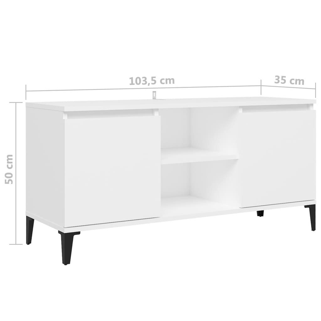 103,5x35x50 mit Metallbeinen Weiß TV-Schrank cm furnicato