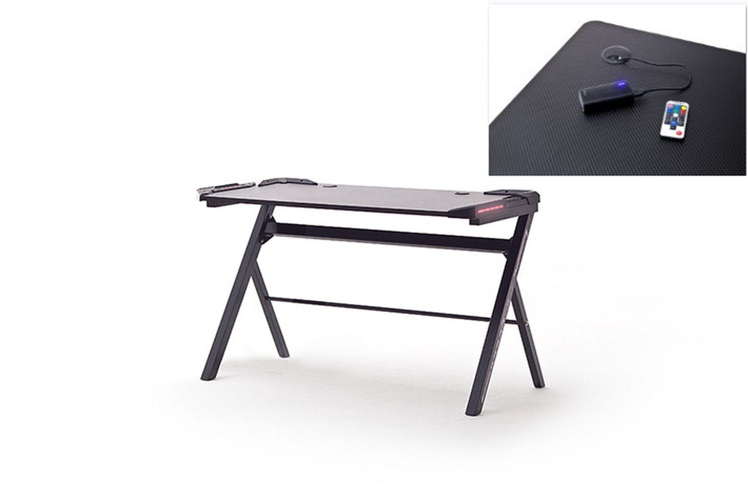 in Schreibtisch (BxHxT: 120x73x60 Gaming Desk aus cm), möbelando mcRACING schwarz Holzwerkstoff,Metall