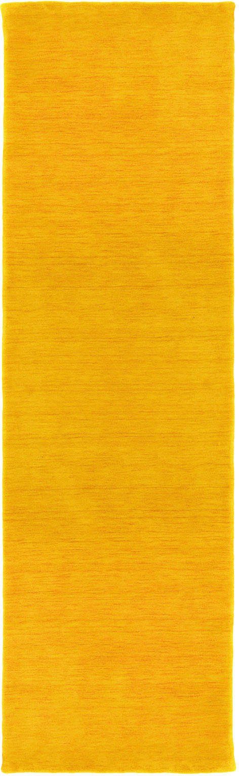 Läufer LORIBAFT TEPPSTAR, morgenland, rechteckig, Höhe: 15 mm, reine Schurwolle Unifarben goldfarben