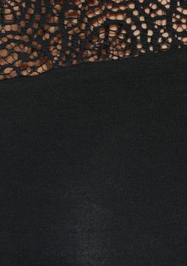 Melrose Rundhalsshirt im asymmetrischem Look und Spitzen-Ärmel
