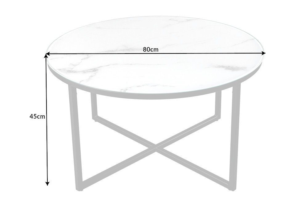 riess-ambiente Couchtisch BOUTIQUE 80cm weiß / schwarz (1-St), Glas · Metall · Marmor-Optik · Wohnzimmer · Modern Design. € 129,95