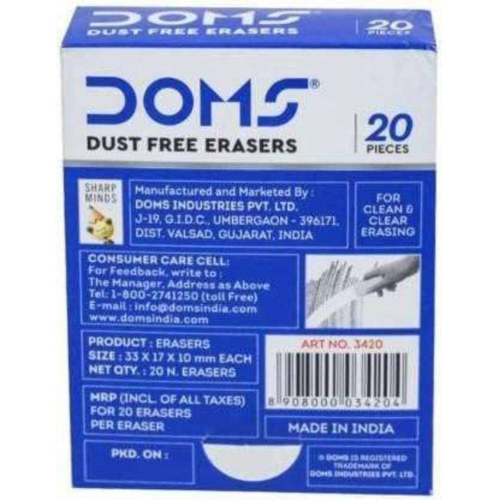Radiergummi DOMS Radiergummi 20er Set, Staubfreies Radieren für eine saubere Umgebung