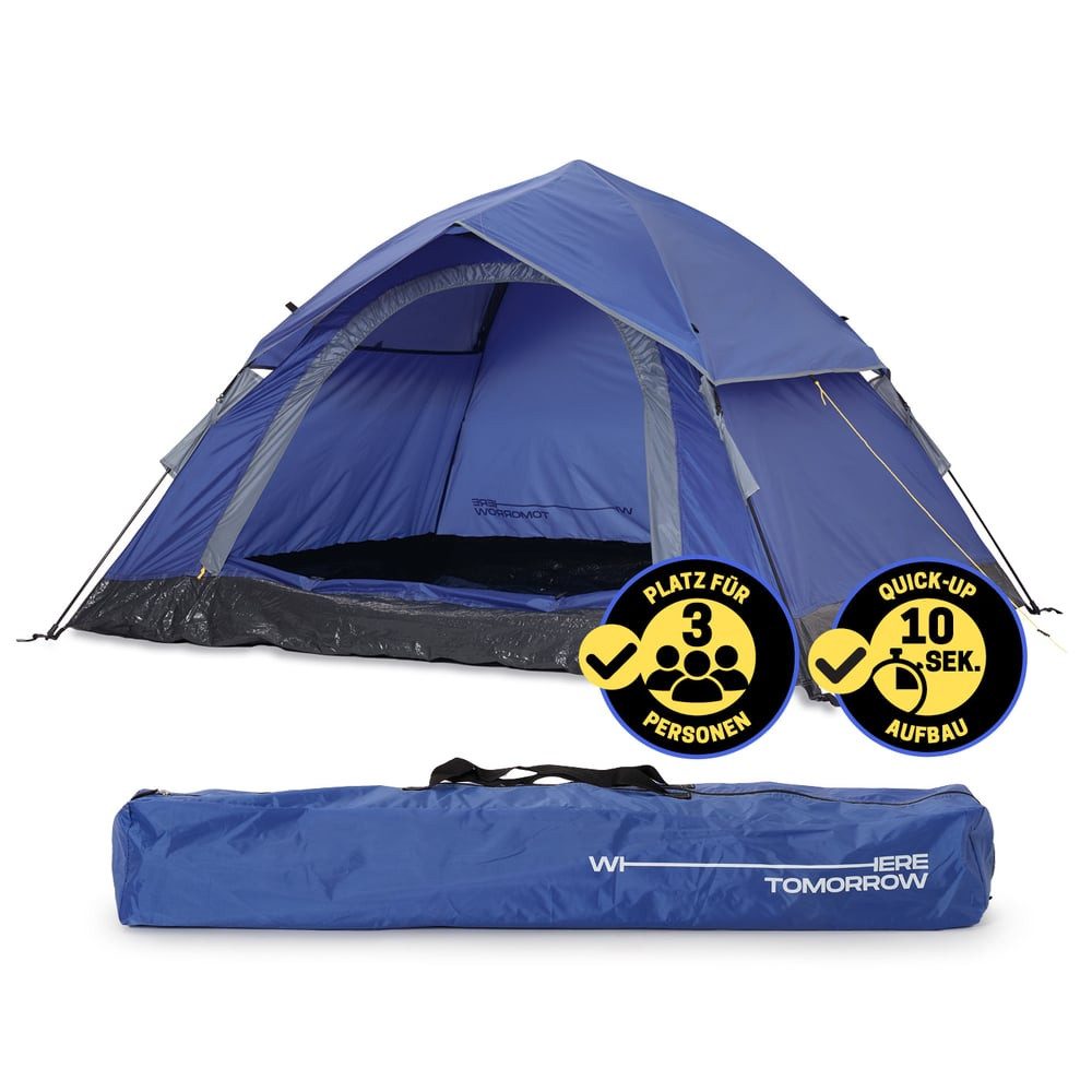 Lumaland Kuppelzelt Wurfzelt Zelt für 3 Personen 210x190x110cm, Leichtes Pop Up Wurfzelt, 2-3 Personen Kuppelzelt, Wasserdicht