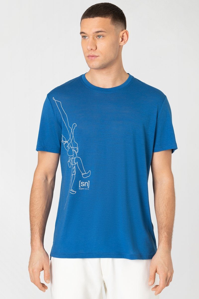 Grey M funktioneller CLIMBING High Print-Shirt LINE Merino T-Shirt SUPER.NATURAL TEE Tide/Feather Merino-Materialmix