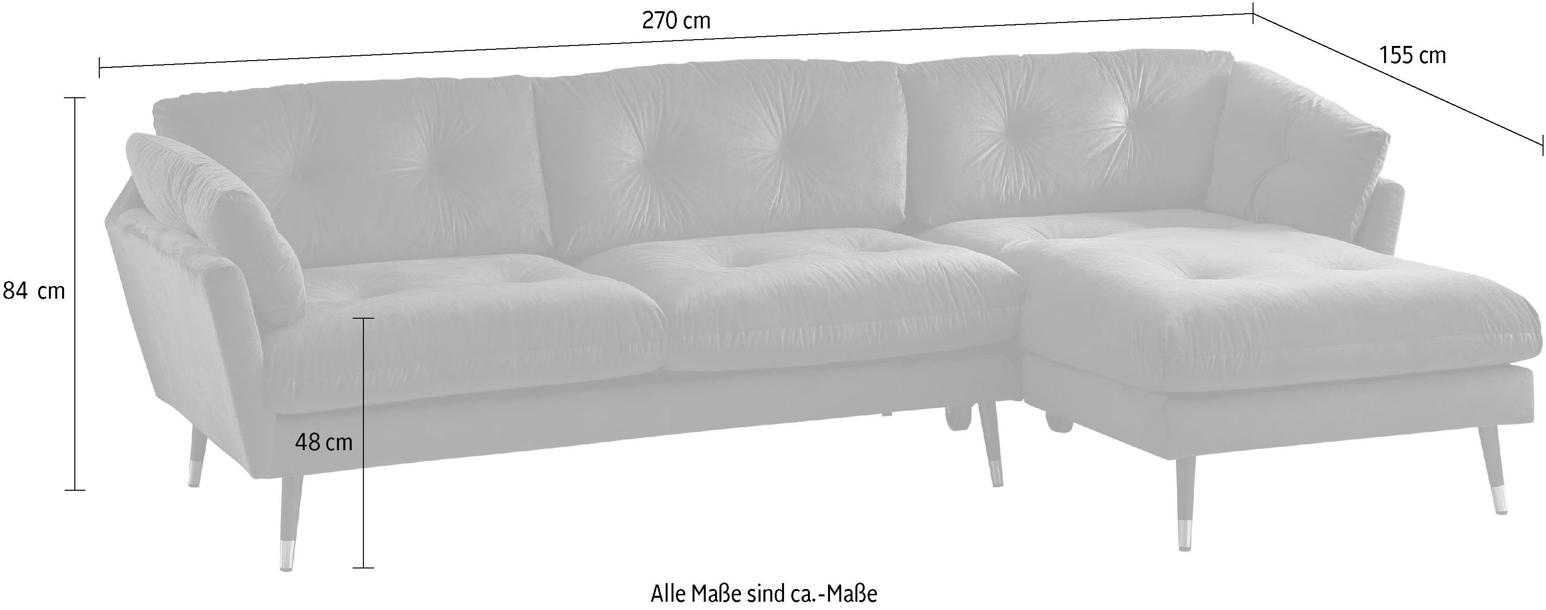 Trends by HG Ecksofa "Japan L-Form" mit Fuß in Holz-Metallkombination, Reca günstig online kaufen