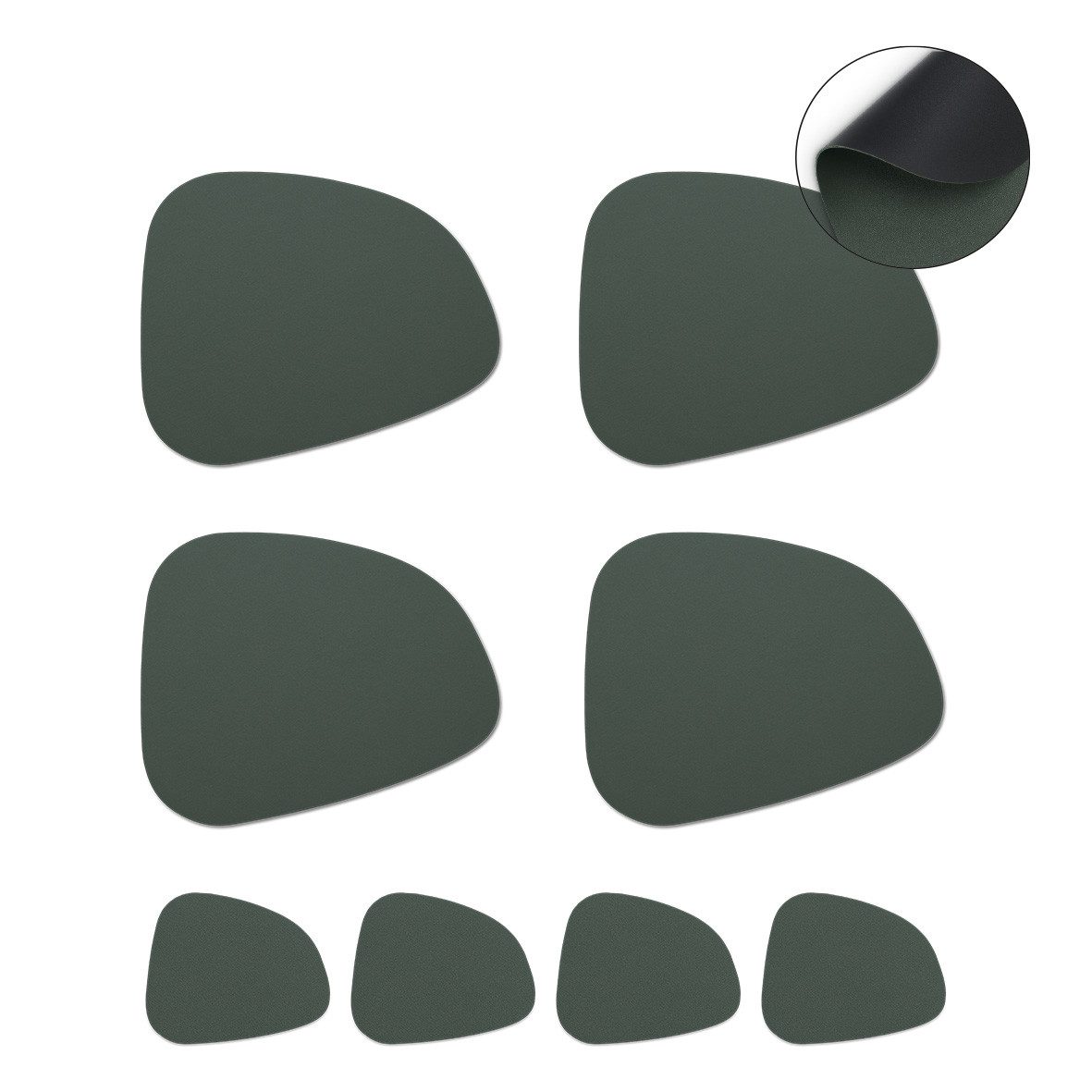 Zeller Present Platzset Platzset 8tlg., "2 tone", Kunstleder, (Set, 8-St., 4 Platzsets + 4 Untersetzer), 42x34 cm + passende Glasuntersetzer 12x10 cm, zweifarbig