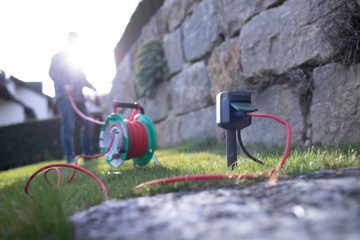 Brennenstuhl Gartensteckdose Connect Wifi, smarte Gartensteckdose mit Sprachsteuerung, Kabellänge 3m