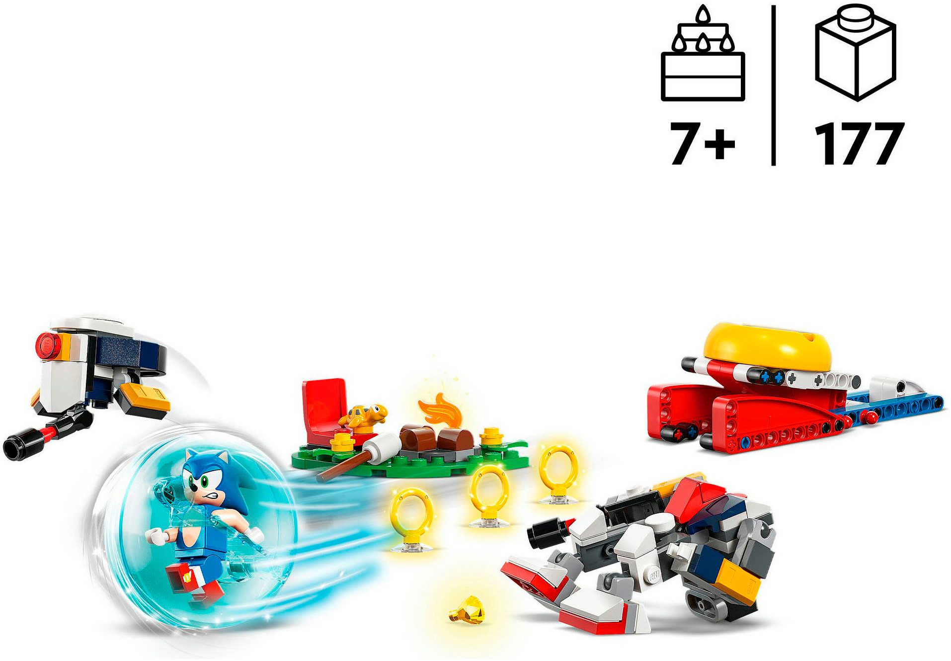 LEGO® Sonics Showdown am Lagerfeuer (77001), LEGO Sonic Konstruktionsspielsteine, (177 St), Made in Europe