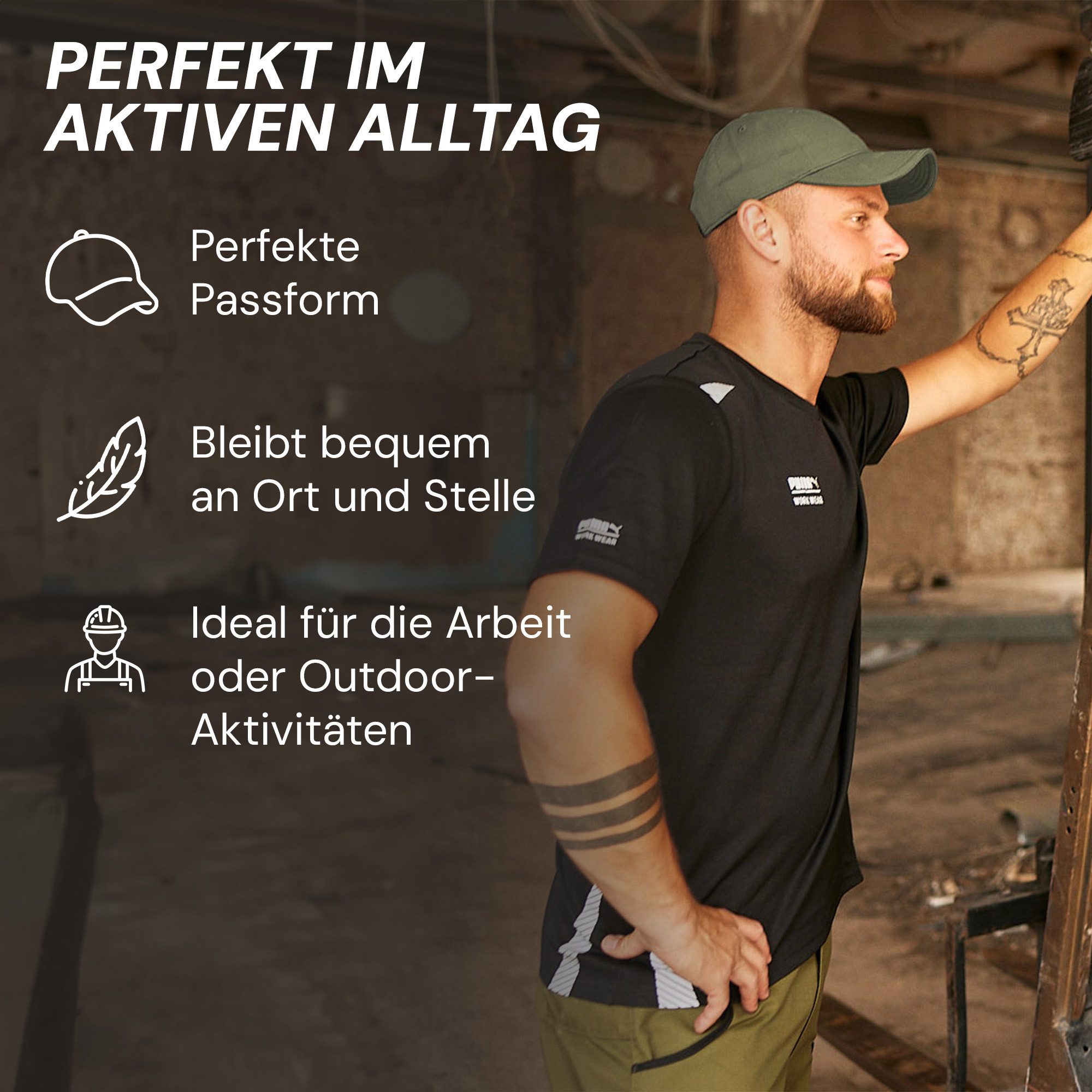 PUMA Workwear Baseball Cap Unisex Mütze mit Logo - Größenverstellbar - 100% Baumwolle Zeitloses Design - Fester Schirm - für Arbeit und Freizeit
