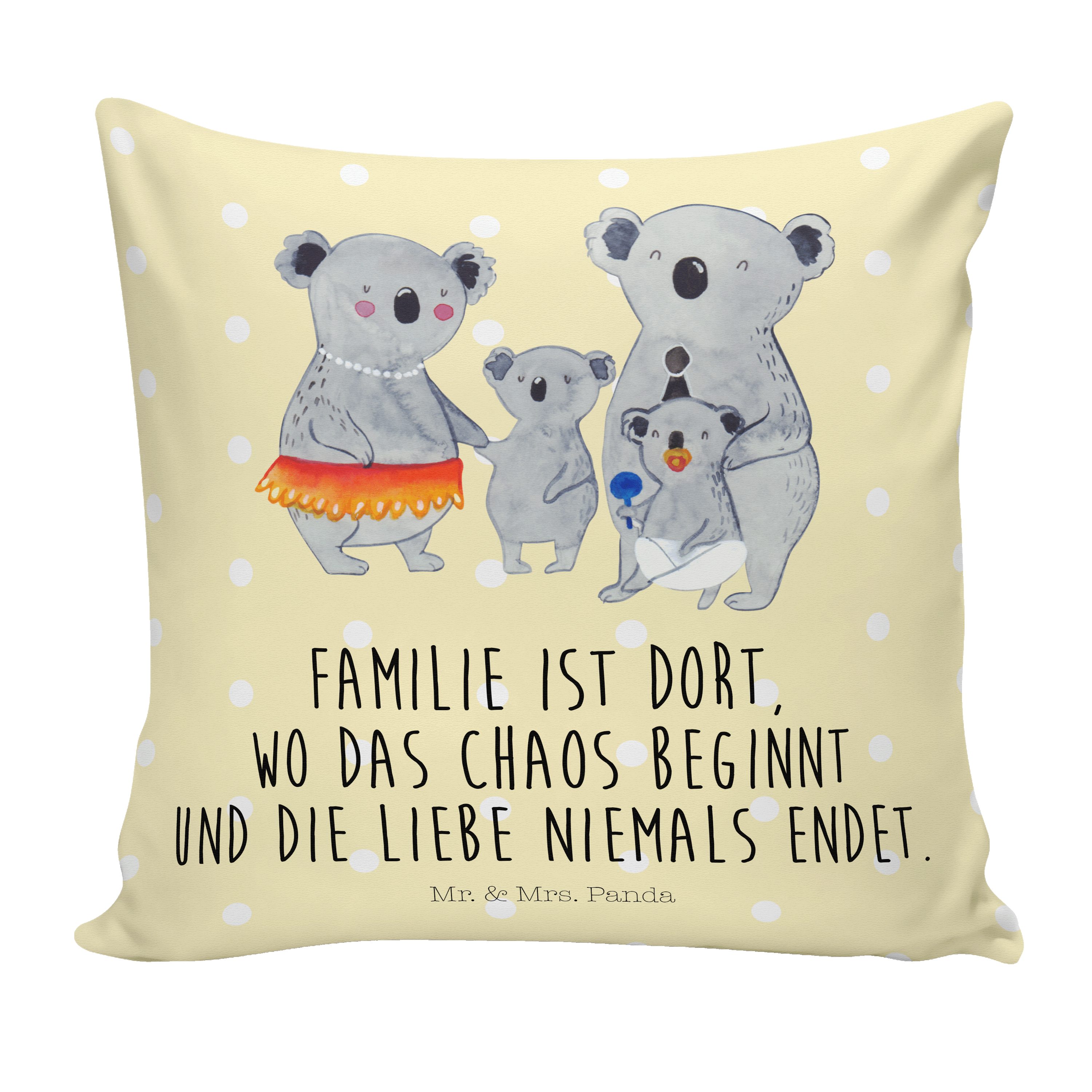 - Dekokissen Gelb Motivkissen, Koala Mr. Sofakissen, Mrs. Vat & Familie - Pastell Geschenk, Panda