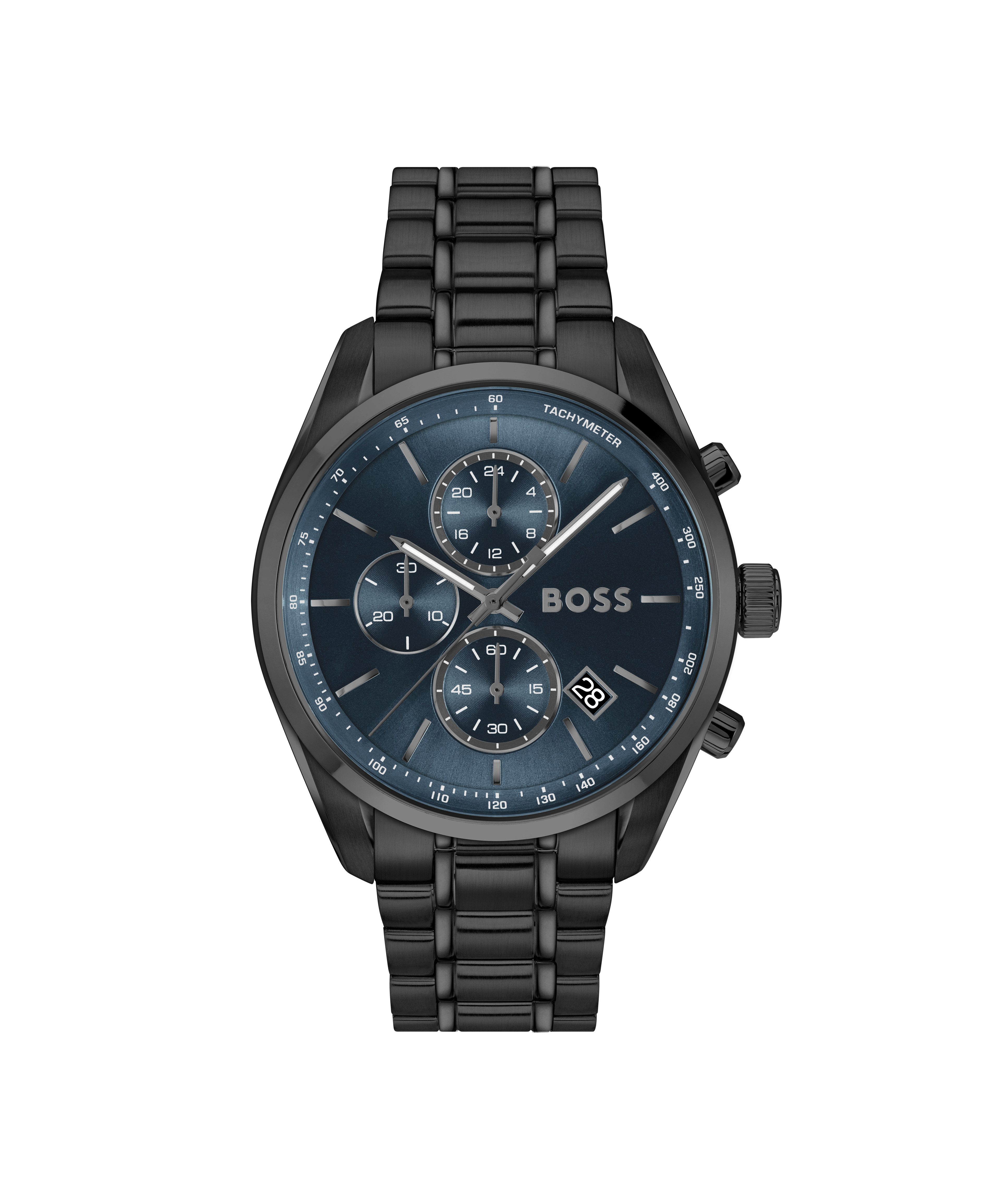 BOSS Quarzuhr GRAND PRIX 44 1514314, Quarzuhr, Armbanduhr, Herrenuhr, Edelstahlarmband, analog, Tag