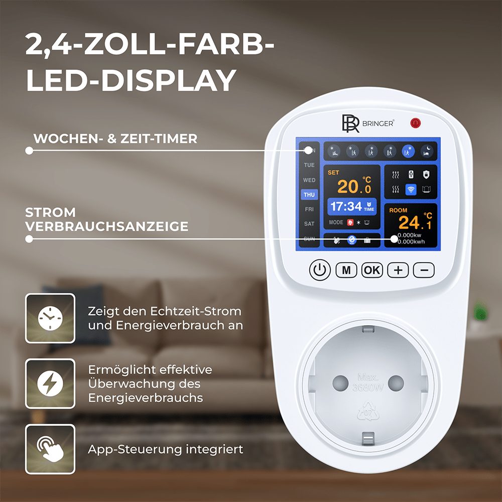 Bringer socket thermostat, smart thermostat, Wi-Fi and app control