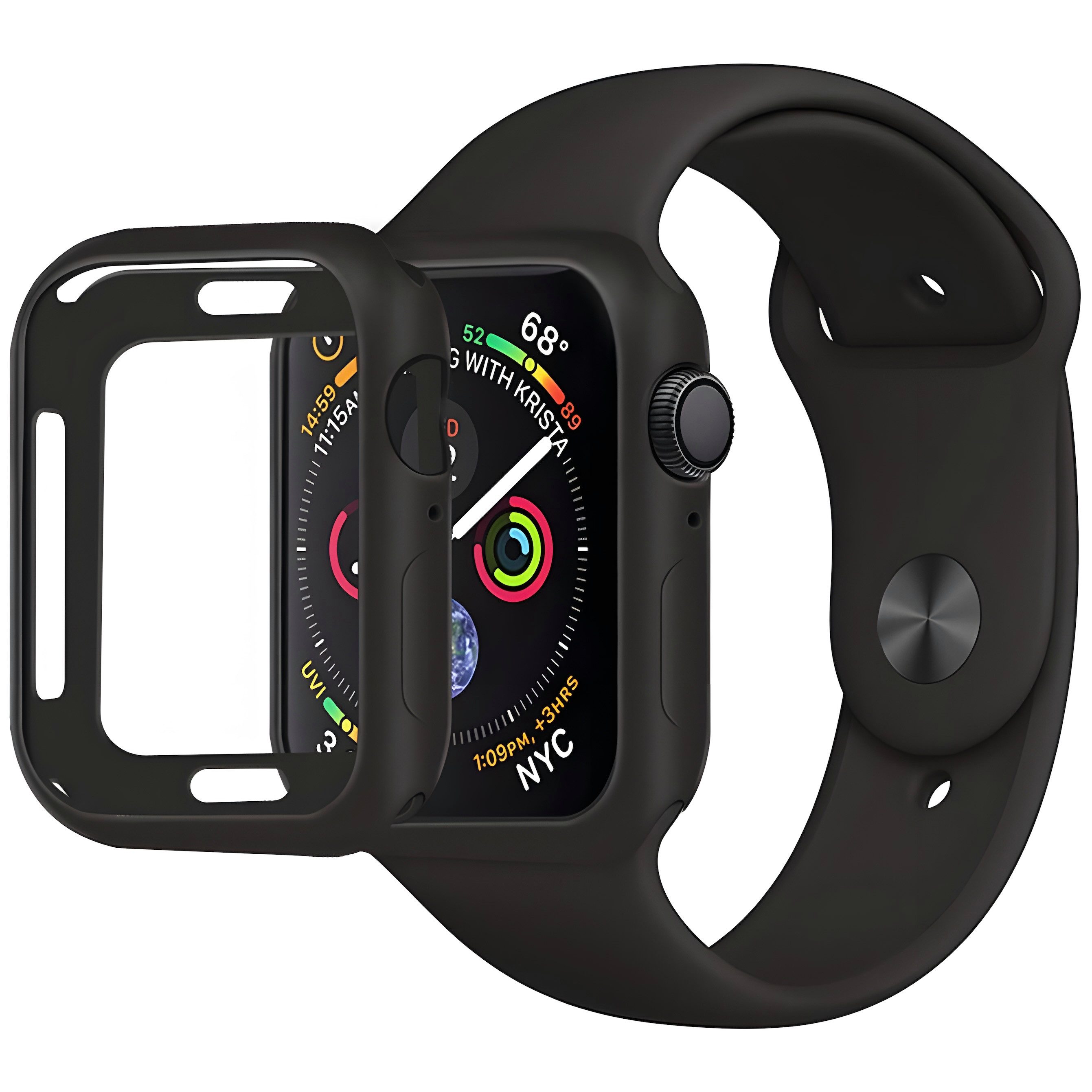 AVANA Smartwatch-Hülle für Apple Watch Series 6 5 4 SE 40mm / 44mm Hülle Schutzhülle Case, Cover, offenes Display, Schwarz