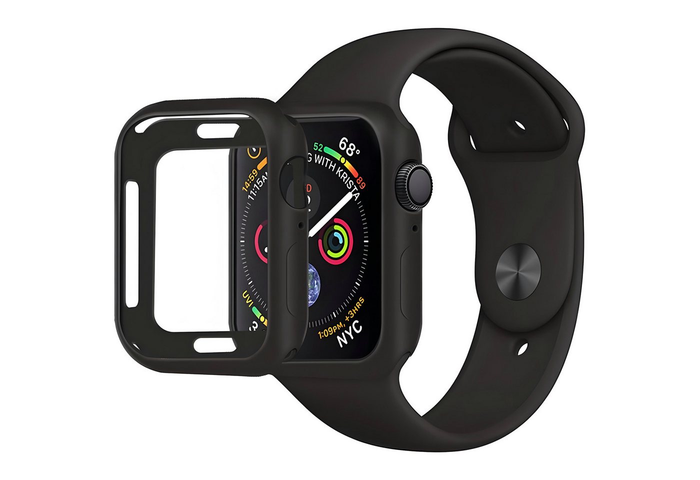 AVANA Smartwatch-Hülle für Apple Watch Series 6 5 4 SE 40mm / 44mm Hülle Schutzhülle Case, Cover, offenes Display, Schwarz