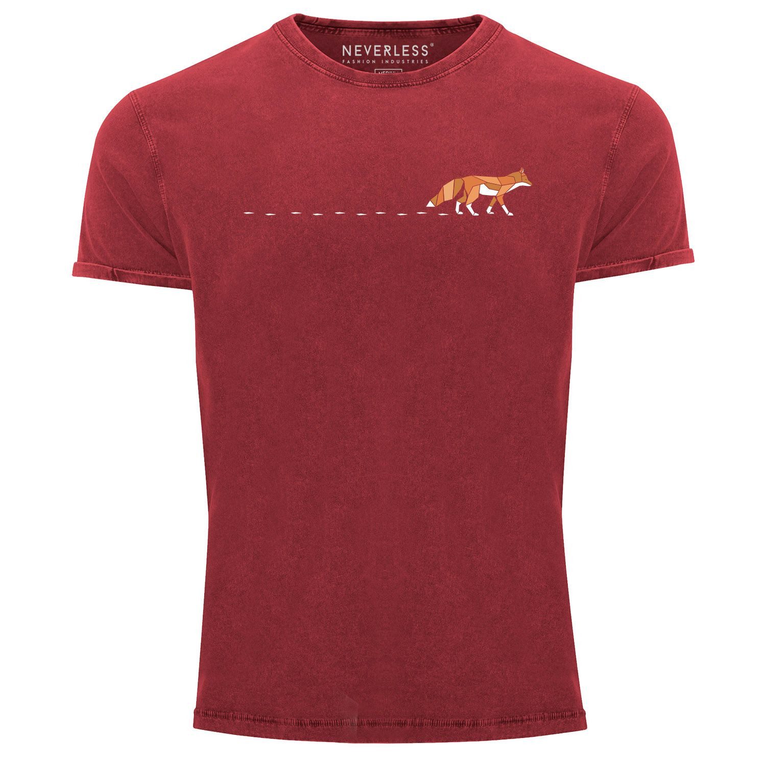 Neverless Print-Shirt Herren T-Shirt Vintage Fuchs günstig online kaufen
