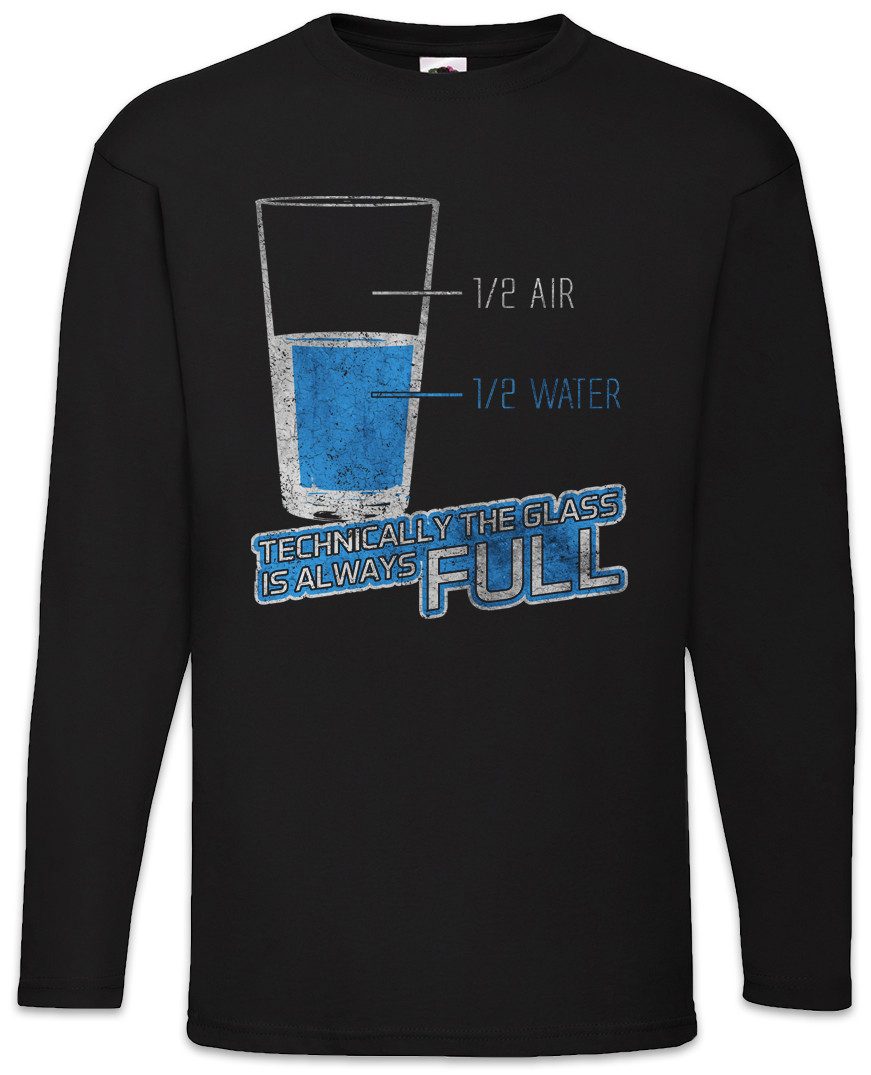 Urban Backwoods Langarmshirt Glas Always Full Langarm T-Shirt Optimist Optimistic Comedian Comedy (1-tlg) Fun Halb Voll Fasching