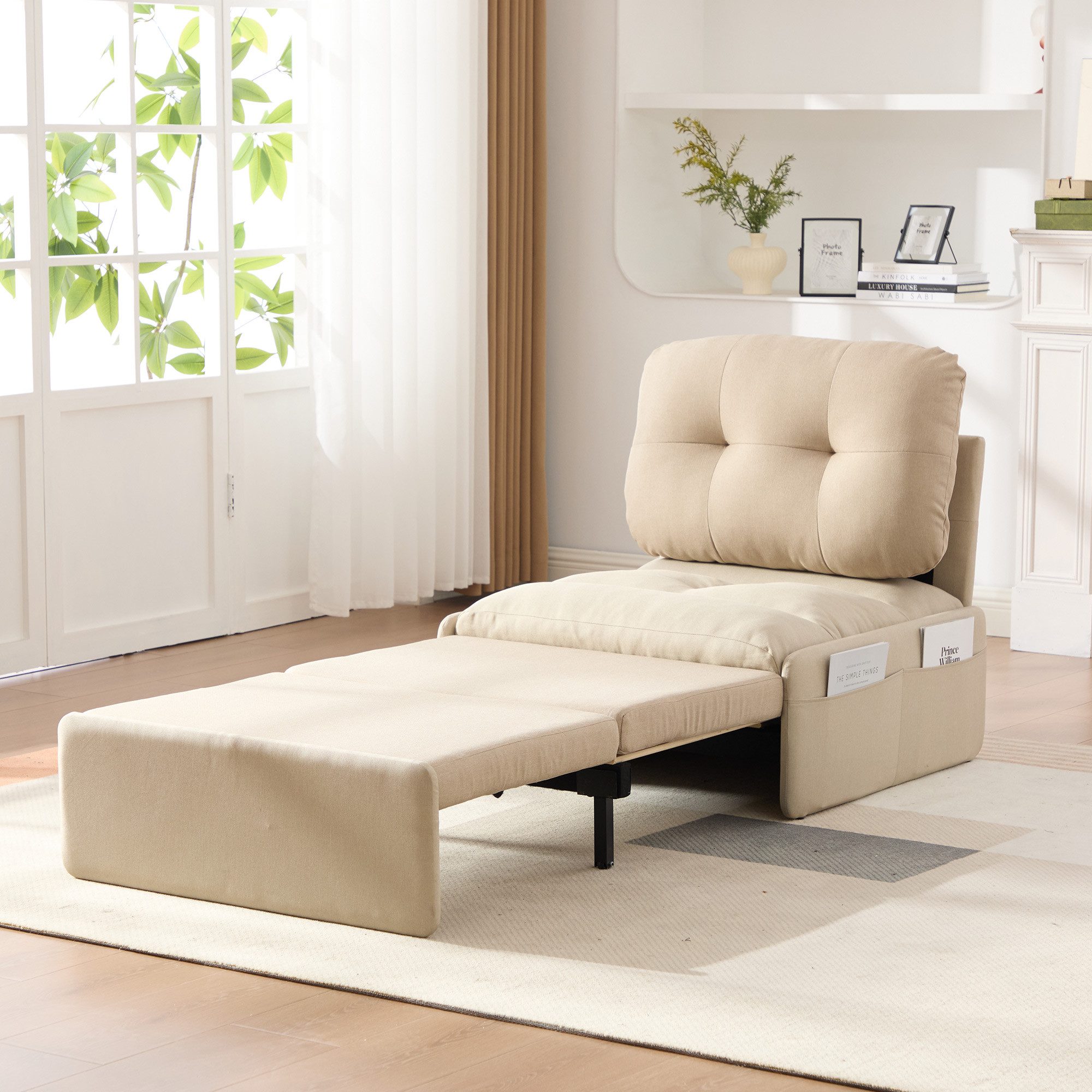 STILVORA Schlafsofa 2-in-1 Multifunktions sofa Einzelsessel für kleine Wohnungen, Schlafsessel 195 cm mit Ausziehfunktion, Ausziehbares Bett (165×80 cm), hochdichte Schaumstoffpolsterung