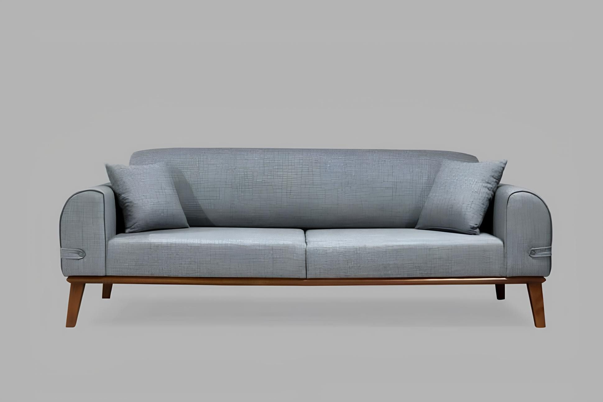 3-Sitzer Graues Sofa mit hochwertiger Polsterung und Zierkissen