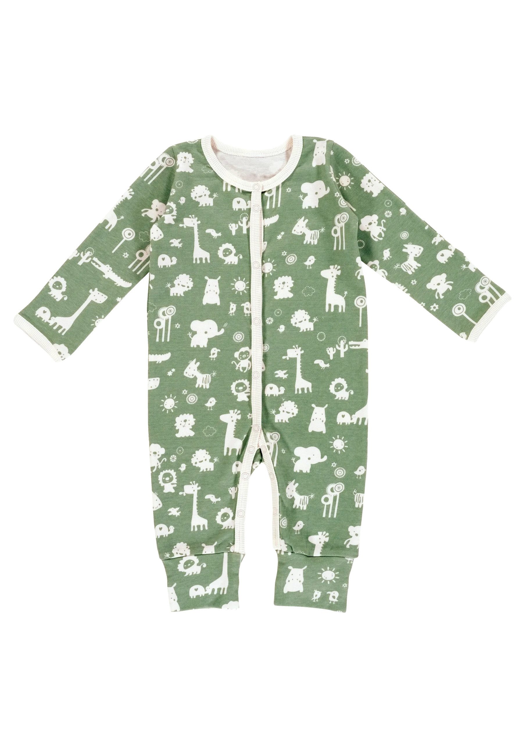 Alvi® Schlafoverall Pyjama mit Klappbündchen Bio-Baumwolle (1-tlg) praktische Druckknöpfe