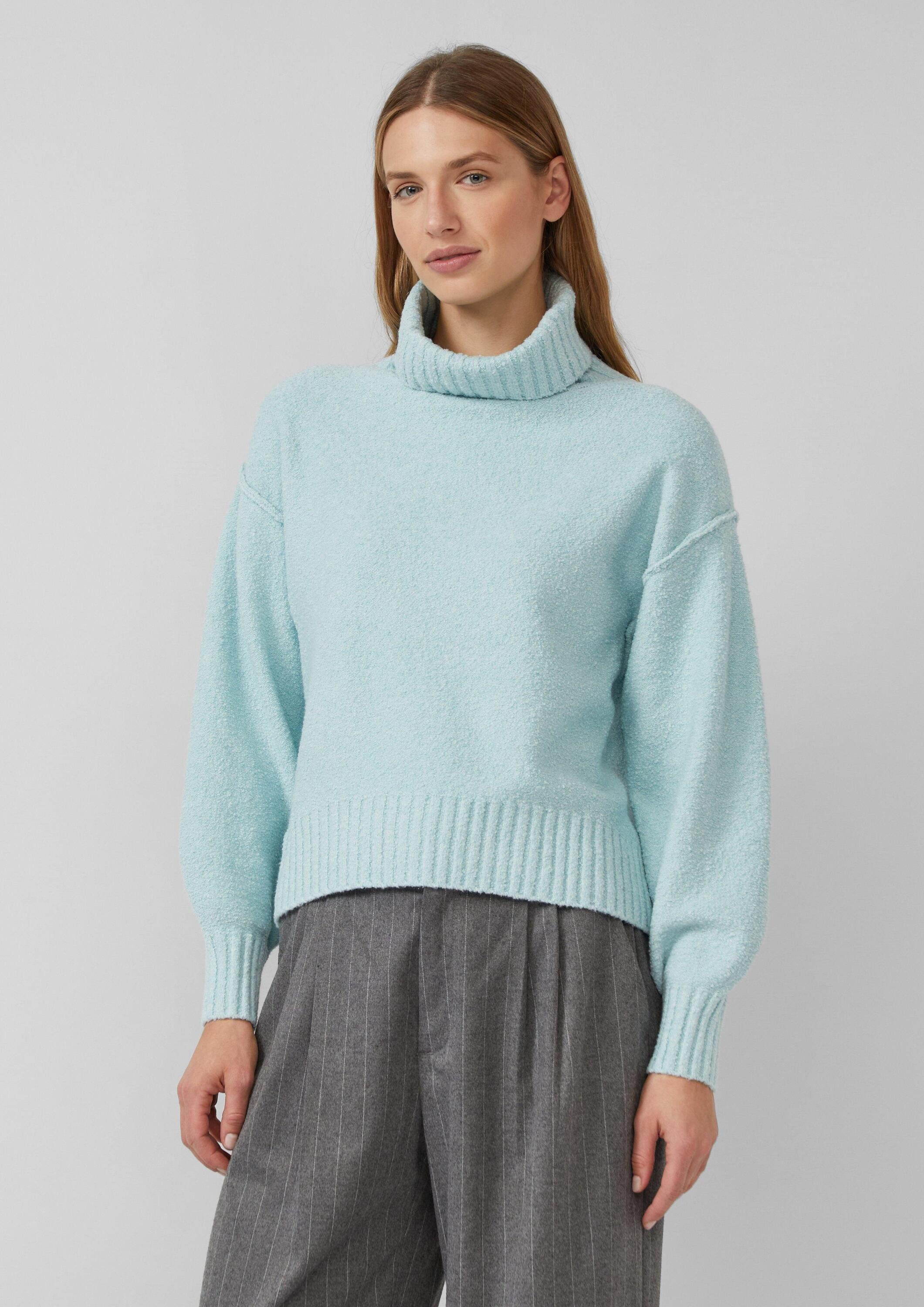 s.Oliver Longpullover Strickpullover Bouclé-Strickpullover mit Rollkragen günstig online kaufen