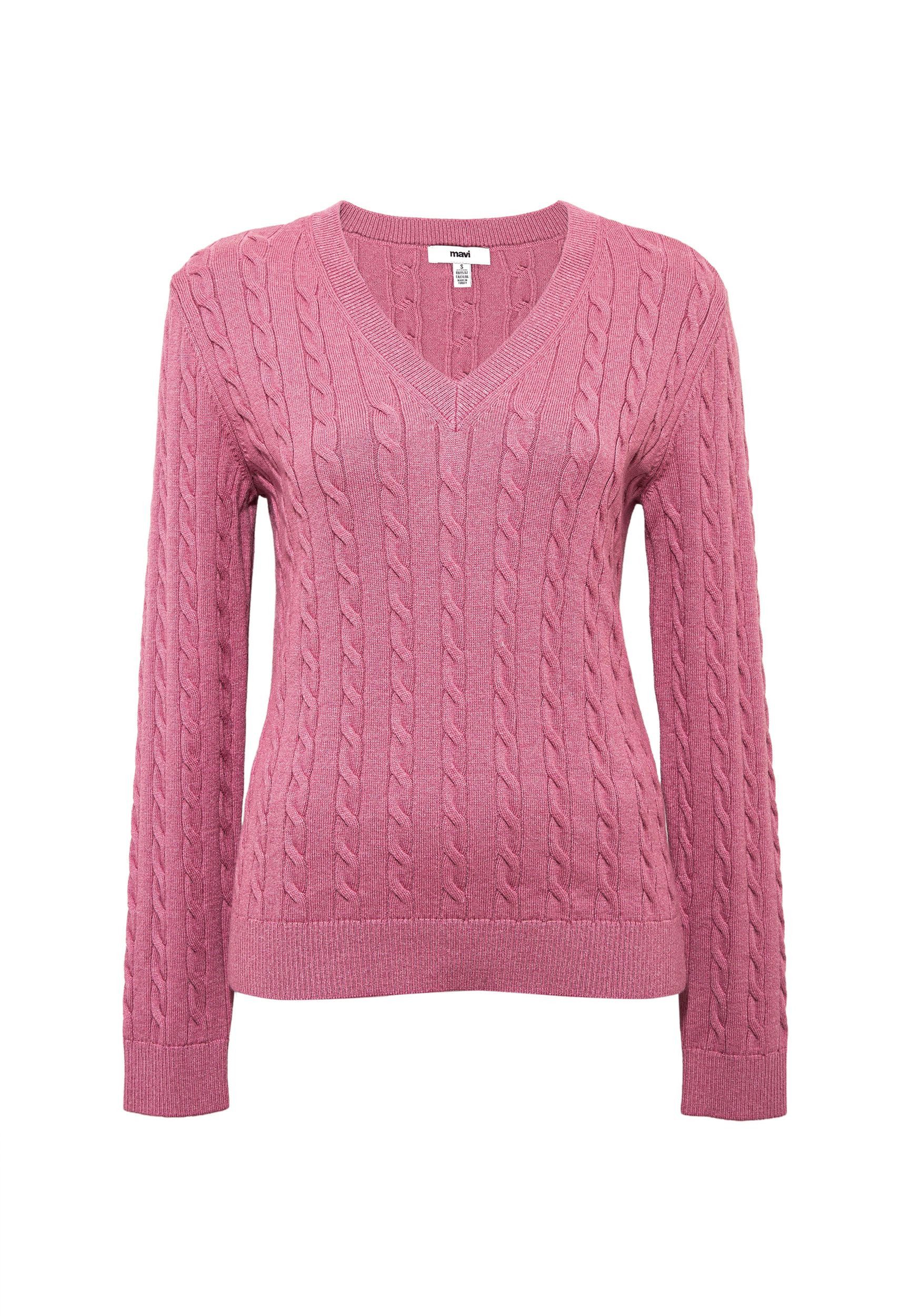 Mavi Strickpullover Eleganter Zopfstrick mit zeitlosem Design (1-tlg) V-NEC günstig online kaufen