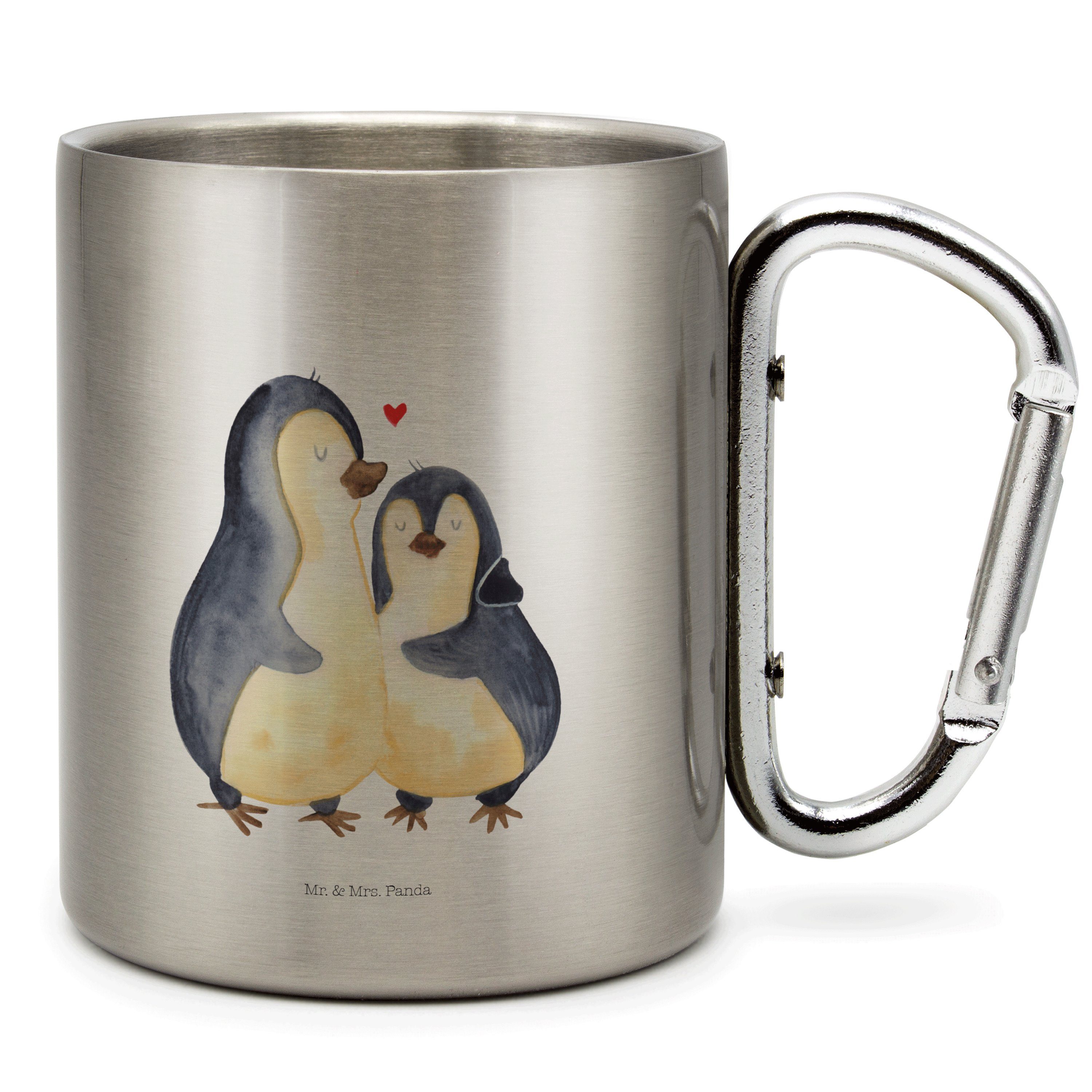 Mr. & Mrs. Panda Tasse Pinguin umarmend - Transparent - Geschenk, Hochzeitstag, Outdoor, Uma, Edelstahl