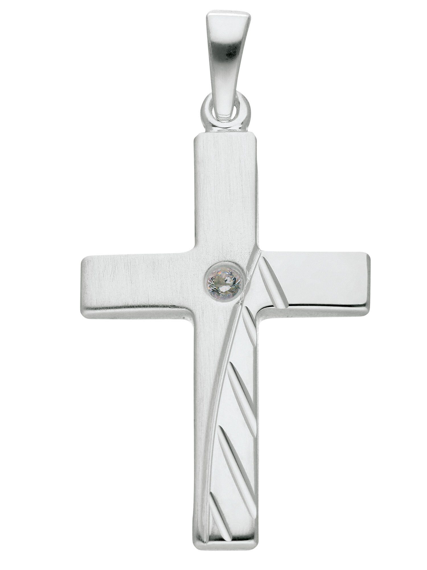 Adelia´s Kettenanhänger 925 Silber Kreuz Anhänger, mit Zirkonia  Silberschmuck für Damen & Herren, Maße - Breite 16,8 mm - Höhe 24,5 mm