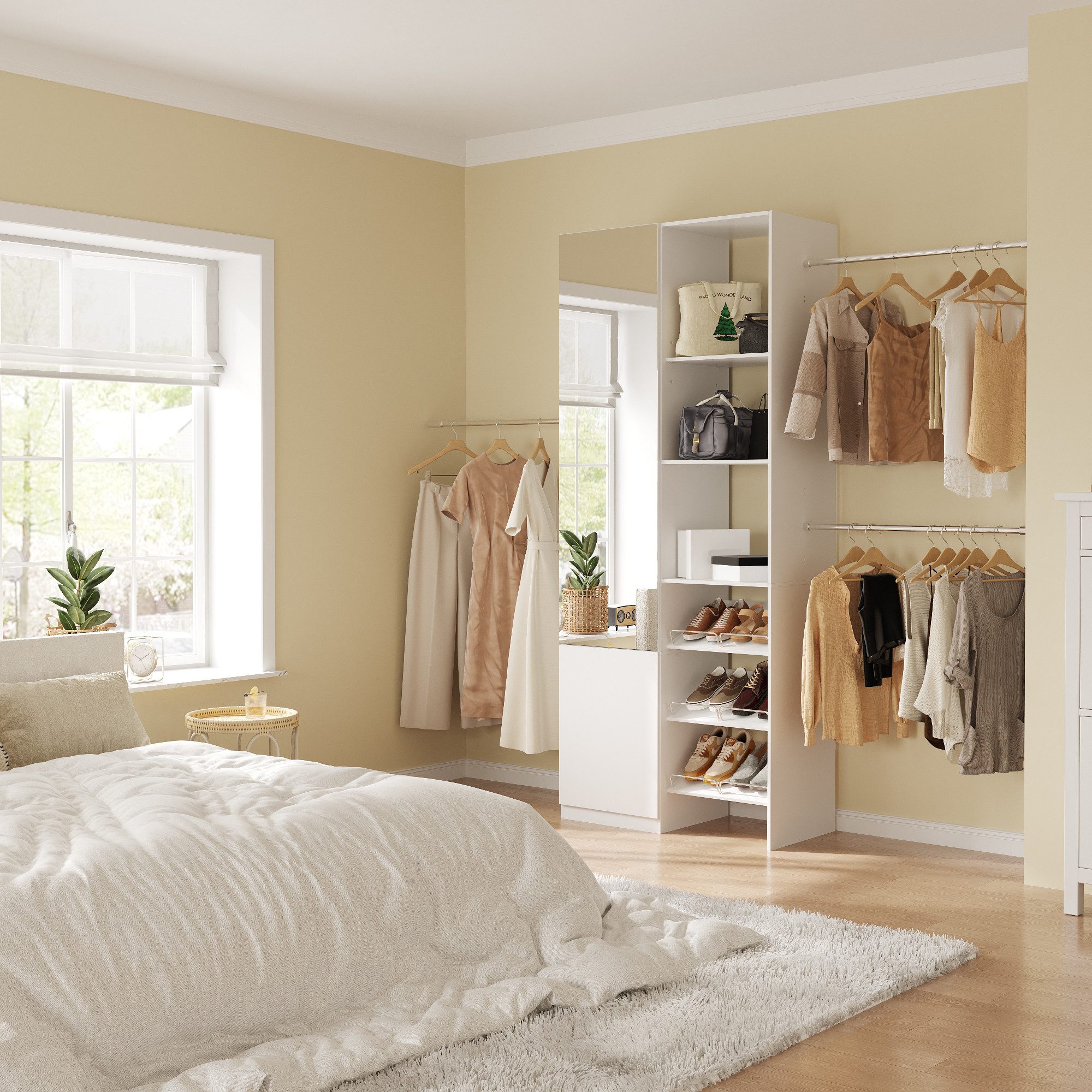 FUFU&GAGA Kleiderschrank Kleiderschrank mit Spiegel, Schubladen und verstel günstig online kaufen