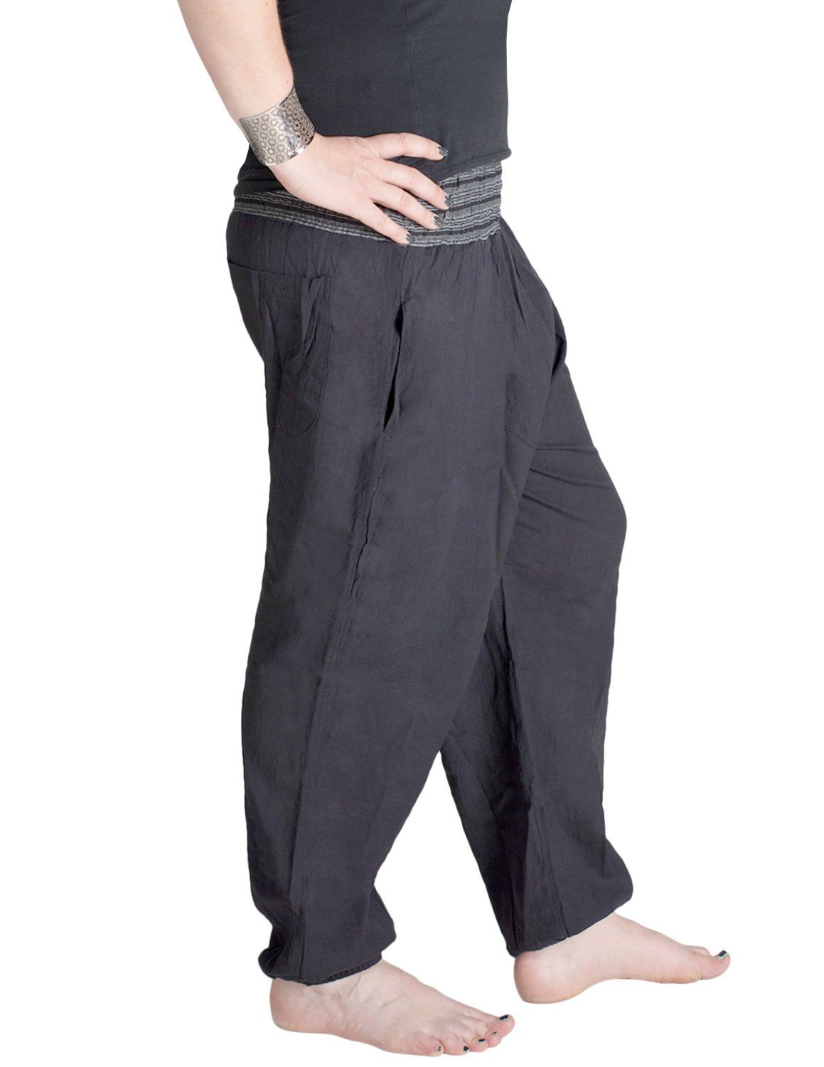 Vishes Haremshose Chino Haremshose mit dehnbarem gestreiften Bund Ethnohose, Festivalhose