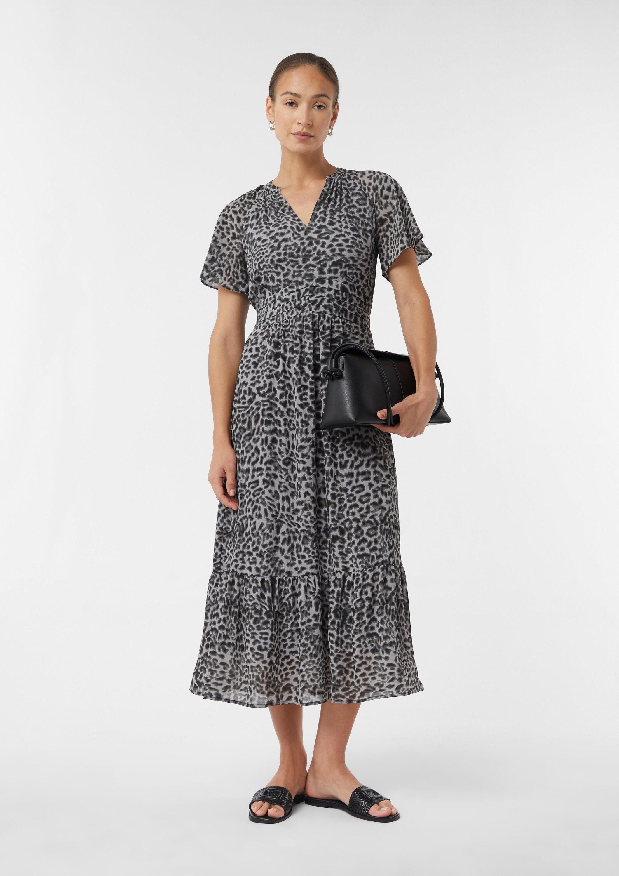 comma Maxikleid Kleid Maxikleid aus strukturiertem Chiffon