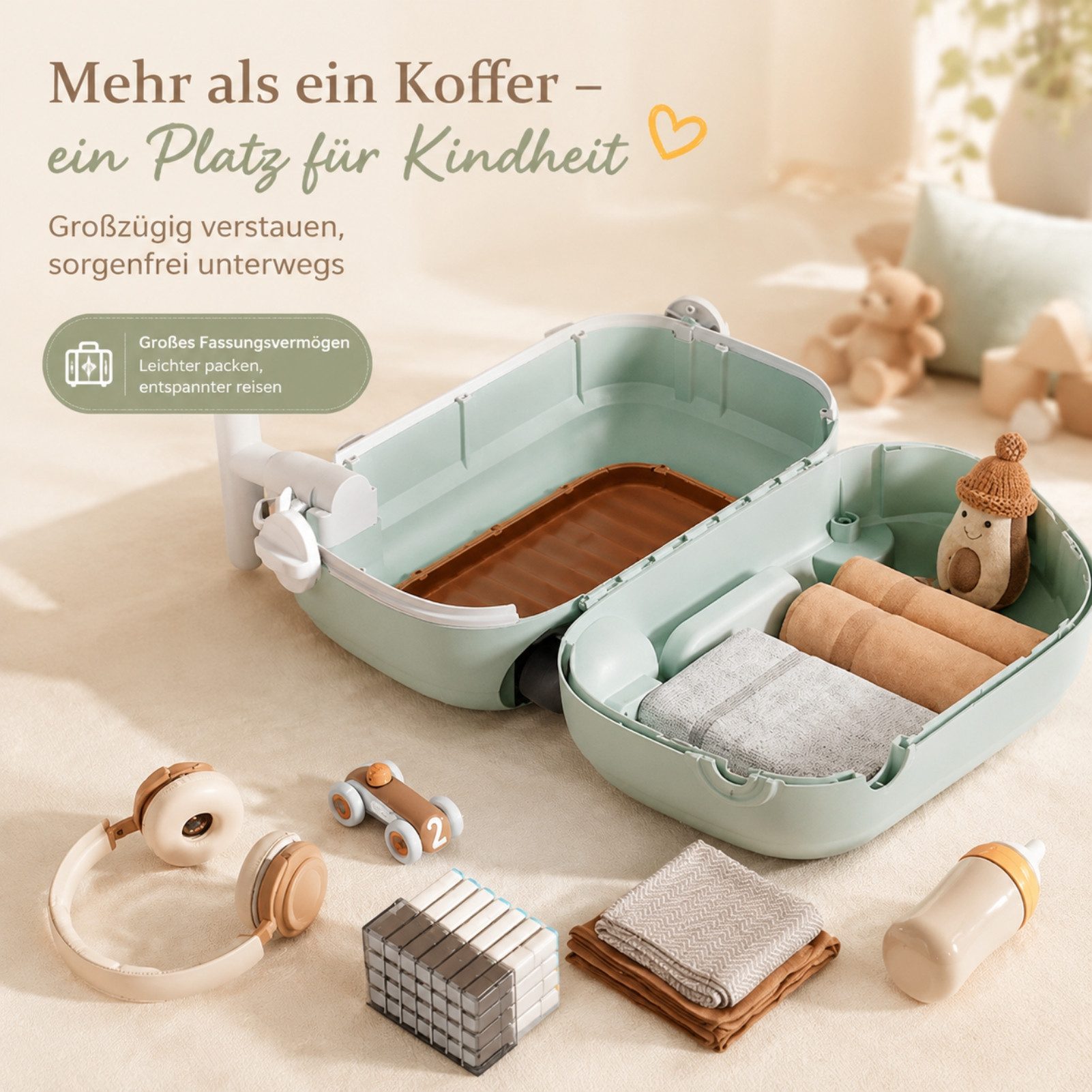 Jumpeak Kinderkoffer Perfekter Kindertrolley,zum Sitzen & Ziehen,für Flugreisen, 4 Rollen, Praktischer Sicherer Reisebegleiter,für Kinder,mit Sitz & Stauraum
