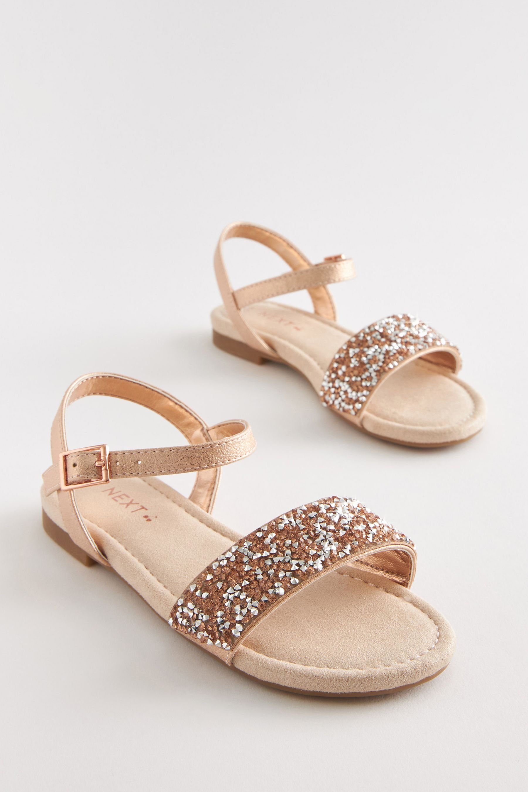 Next Sandalen Sandale mit (1-tlg) Crystal Rose Schmucksteinen Gold