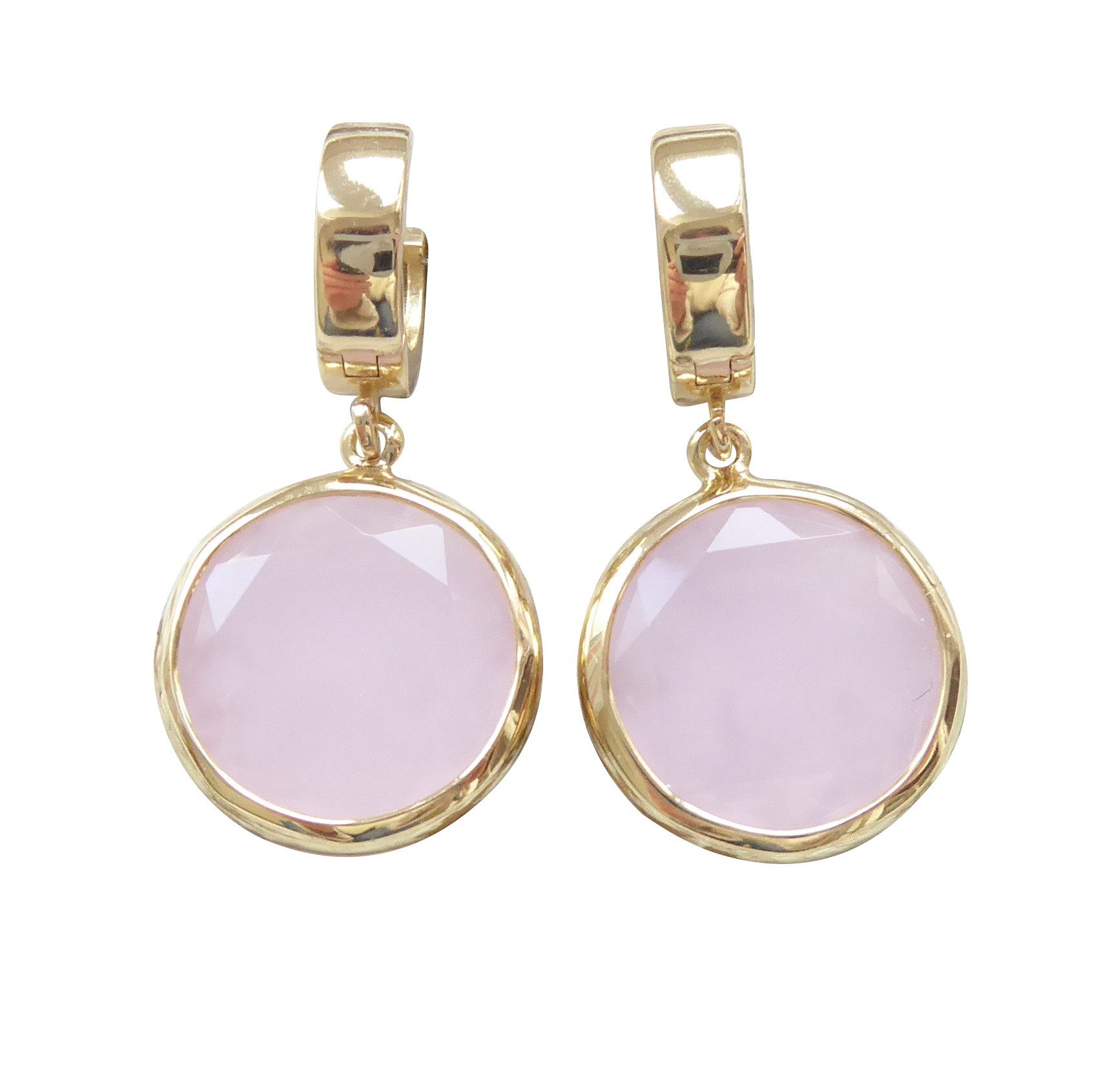 Mugello Paar Ohrstecker Lilly rosa vergoldet hochwertig Creole Geschenk Hochzeit, Handarbeit Vicenza, Sterlingsilber mit 23K-Vergoldung (950-er Gold)