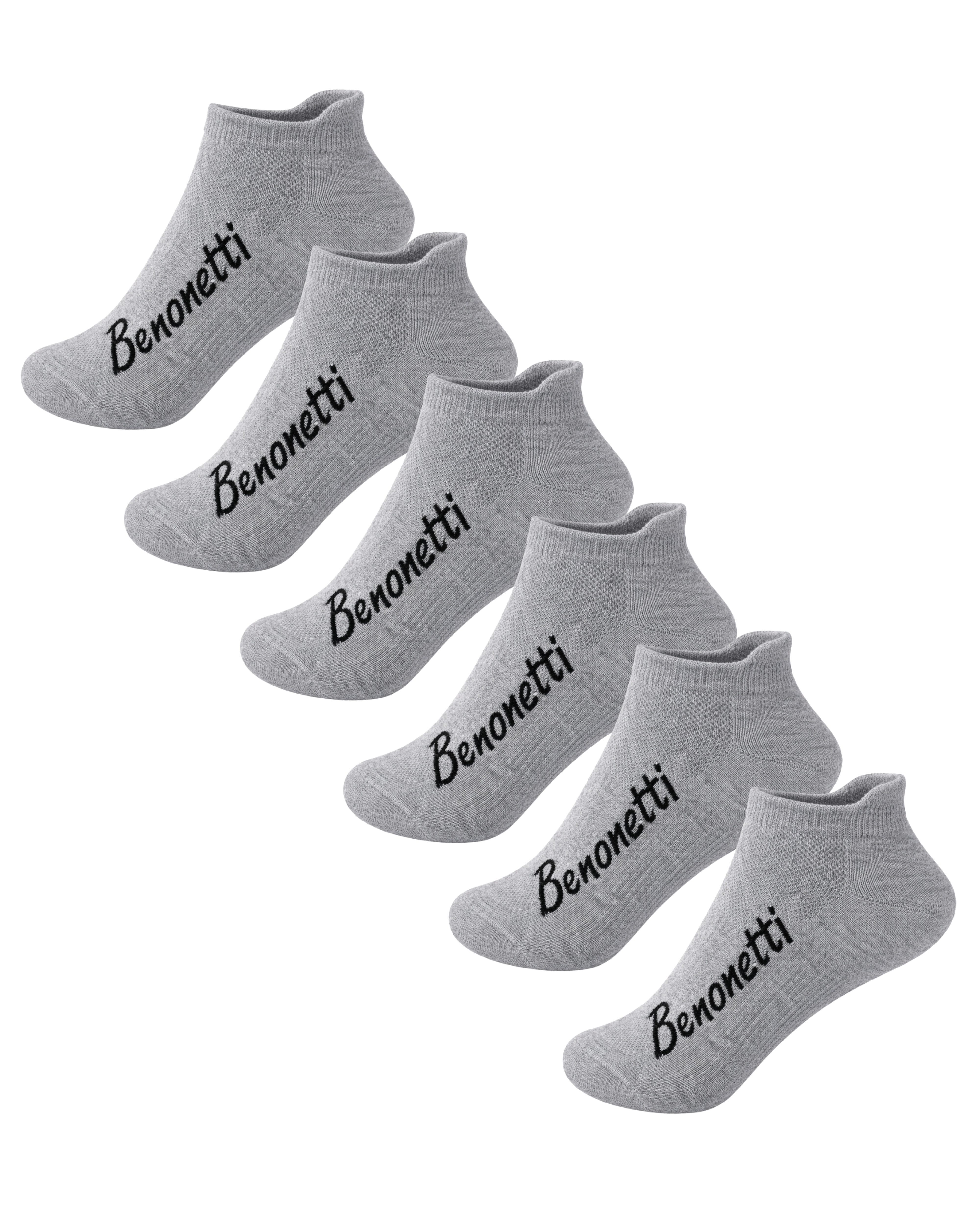 Benonetti Sneakersocken Damen & Herren aus Baumwolle – kurze Socken mit Fersenschutz (Packung, 6-Paar) Atmungsaktiv, Klimaregulierend, Schweißhemmend